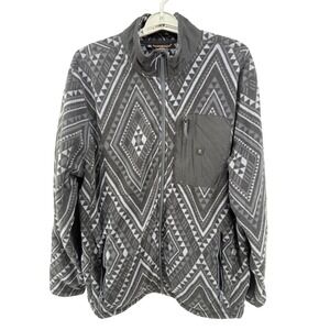 ROARK Manawa Tapu Mens Geometric Fleece Jacket Full Zip XL‎ Charcoal Grey